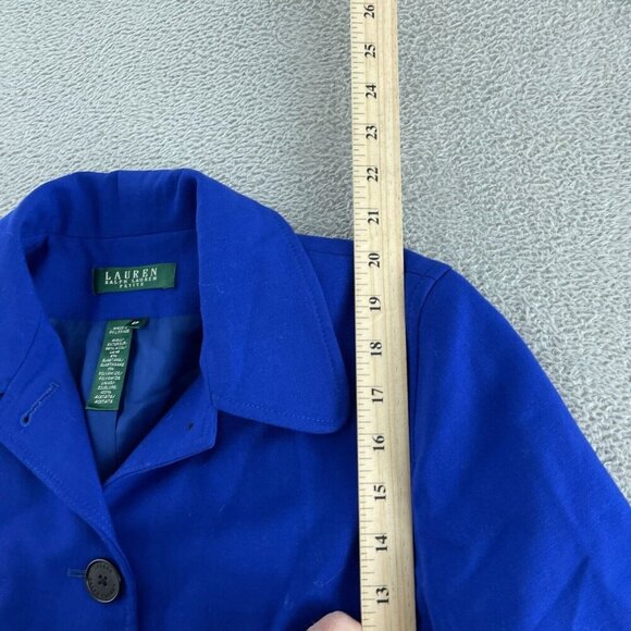Lauren Ralph Lauren Petite Womens 6P Royal Blue Wool Blend Button-Up 3342 - Picture 5 of 9
